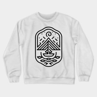 Floating Boat On a Lake (Black)" Crewneck Sweatshirt